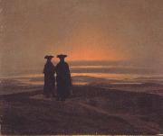 Caspar David Friedrich Two Men at Twilight (mk10) oil painting